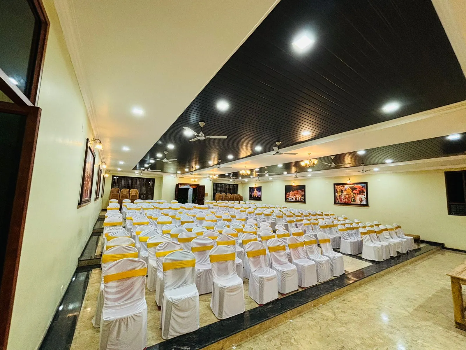 Main wedding hall at Parijatha Conventional Hall Dharmasthala